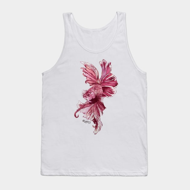 Maroon Watercolor Beta Fish Tank Top by demingfischer